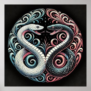 Poster Duas serpentes estilizadas