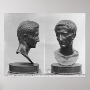 Póster Duas vistas de um busto do imperador Augustus