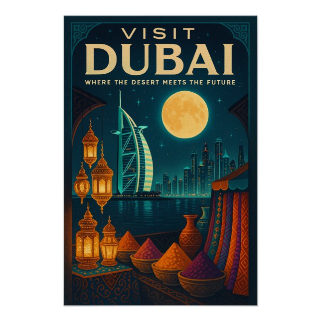 Póster Dubai à noite (Frente)