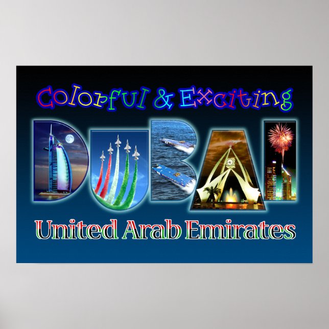 Póster Dubai Colorida e Excitante (Frente)