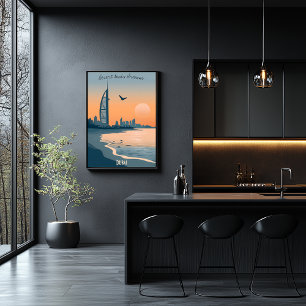 Poster Dubai Dusk - Burj Al Arab Silhouette pelo Mar