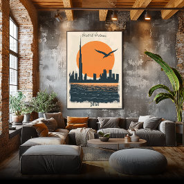 Poster Dubai Dusk - Reflexões Mínimas na Linha do Céu