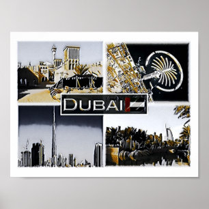 Poster Dubai - Emirados Árabes Unidos - Mosaico -