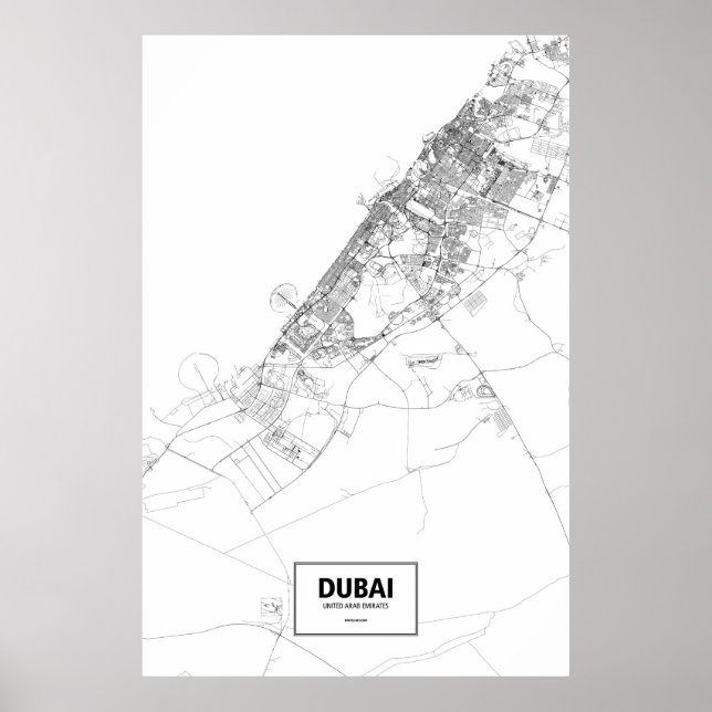 Póster Dubai, Emirados Árabes Unidos (preto em branco) (Frente)