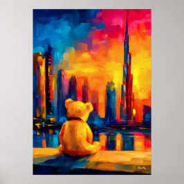 Poster Dubai Teddy Fauvist Sunset Skyline Print