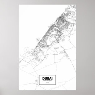 Póster Dubai, United Arab Emirates (black on white)
