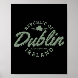 Poster Dublin Ireland Clover Leaf Irish Ruas. Dia dos Pat