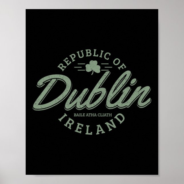 Poster Dublin Ireland Clover Leaf Irish Ruas. Dia dos Pat (Frente)