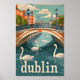 Poster Dublin Ireland Vintage Familiar Viagem