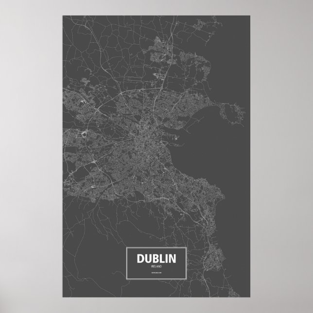 Póster Dublin, Irlanda (branco a preto) (Frente)