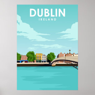Poster Dublin Irlanda - Ilustração Mínima - Viagem Art