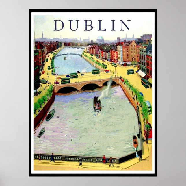 Poster Dublin, Ponte O'Connell sobre o Rio Liffey (Frente)