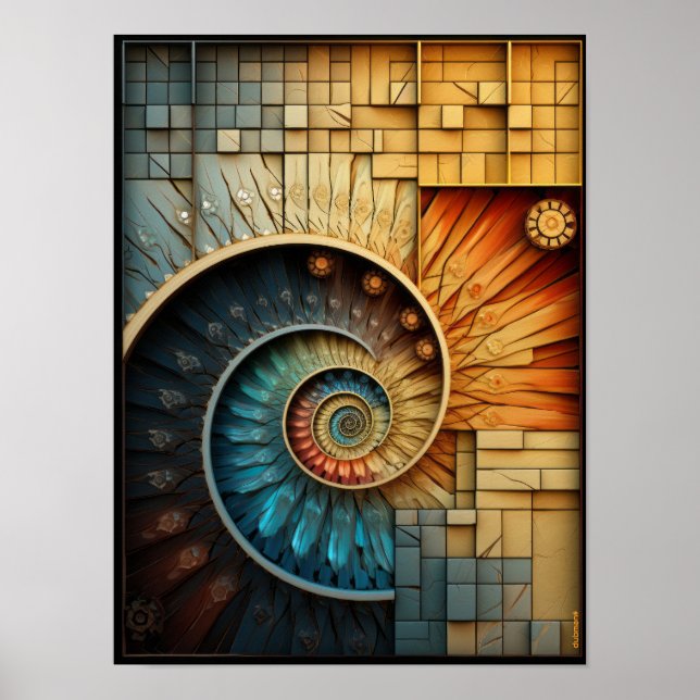 Poster Dubman Designs: Colagem Espiral de Fibonacci Glowi (Frente)