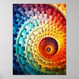 Poster Dubman Designs: Espiral de Fibonacci em Arco-íris 
