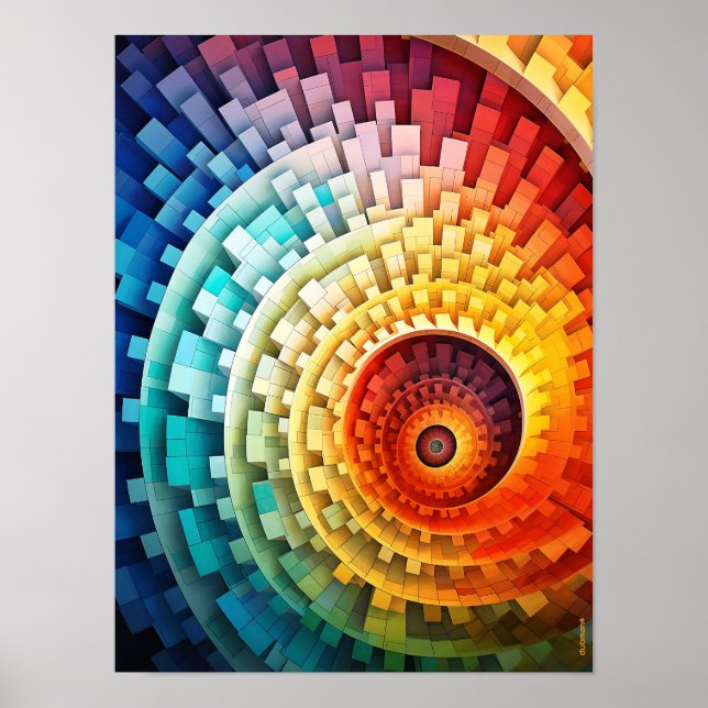 Poster Dubman Designs: Espiral de Fibonacci em Arco-íris  (Frente)