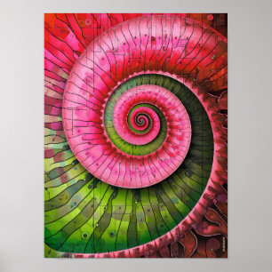Poster Dubman Designs: Fibonacci Rosa e Verde Brilhante