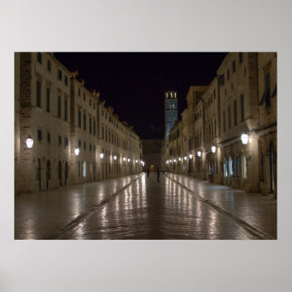Póster Dubrovnik Croácia à noite
