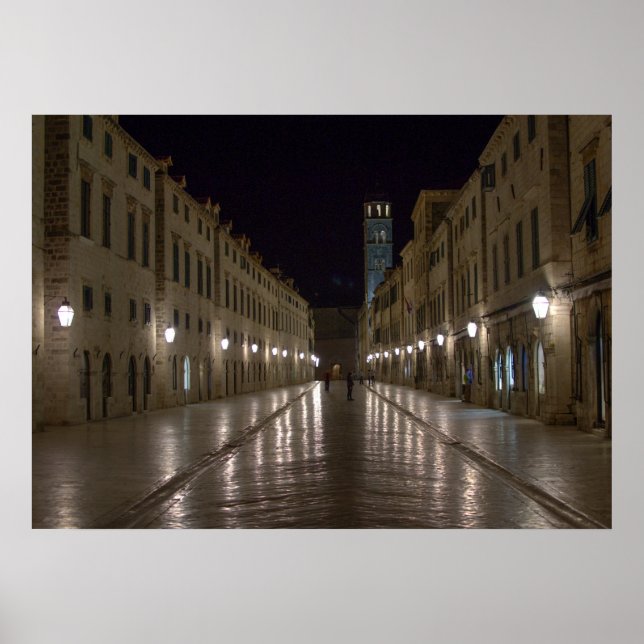 Póster Dubrovnik Croácia à noite (Frente)