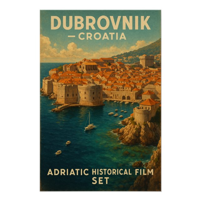 Póster Dubrovnik, Croácia – Costa Adriática. (Frente)