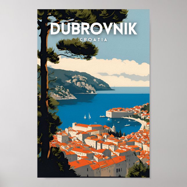 Poster Dubrovnik Croácia Viagem (Frente)