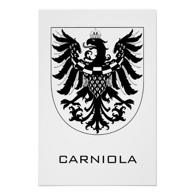 Póster Ducado da Carníola Arte Heráldica Monocromática (Frente)