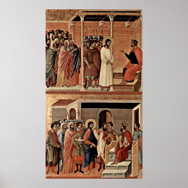 Póster Duccio di Buoninsegna - Cristo antes do Pilato (Frente)