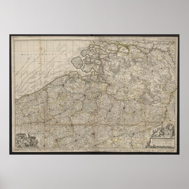 Poster Duchy of Brabant with Adjacent Provinces Map, 1712 (Frente)