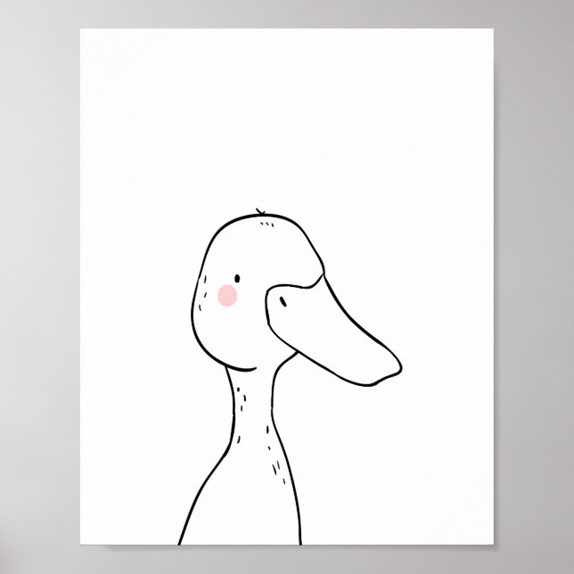 Póster Duck Farmyard Animal Nursery Wall Art Monocromo (Frente)