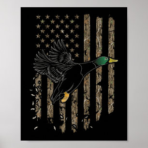 Poster Duck Hunter American Flag Waterfowl Hunting Camouf
