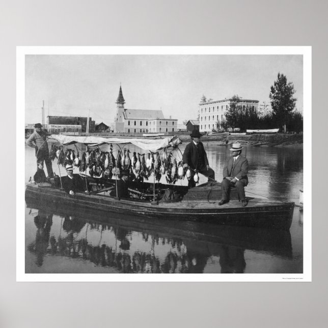 Póster Duck Hunting Alaska Foto 1912 (Frente)