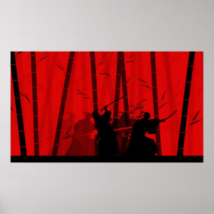 Poster Duelo no bambu vermelho - batalha do samurai