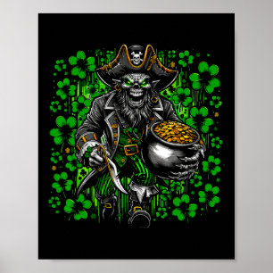 Poster Duende Irlandês Pirata Festa do Dia de São Patríci