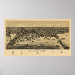 Poster Duluth, mapa panorâmico do manganês - 1887