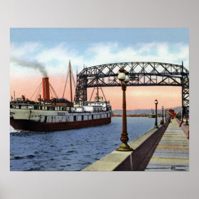 Póster Duluth Minnesota Lift Bridge Excelente Lagos (Frente)