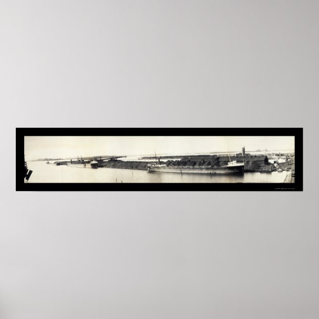 Póster Duluth MN Coal Barges Foto 1907 (Frente)