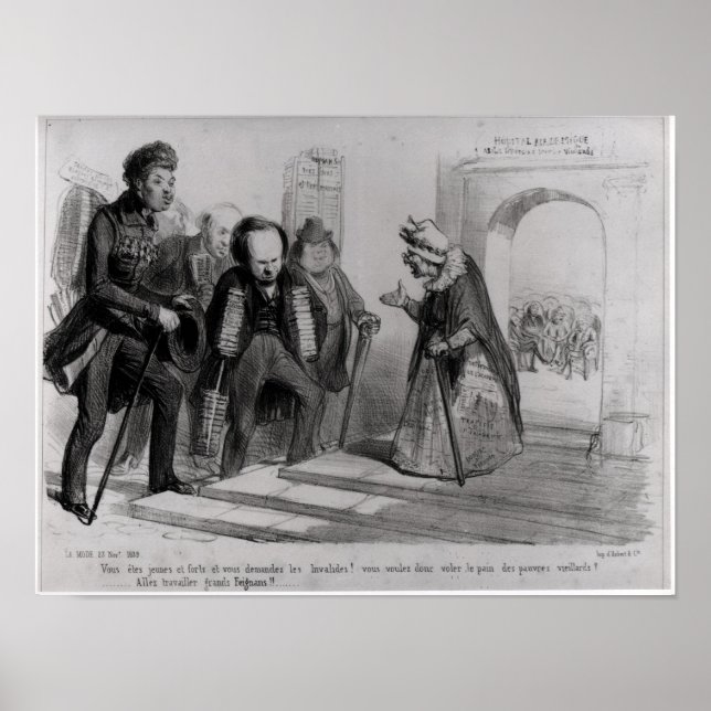 Póster Dumas, Hugo e Balzac buscando sua admissão (Frente)
