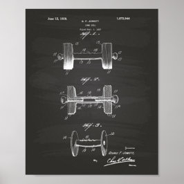 Póster Dumbbell 1928 Patent Art - Chalkboard