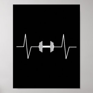 Poster Dumbbell Heartbeat Ekg Pulse Tee Gif