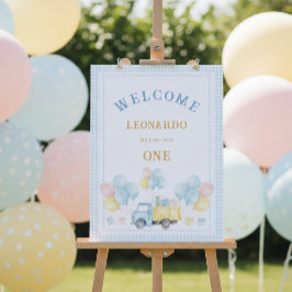 Poster Dump Truck Boy First Birthday Party Welcome