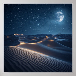 Poster Dunas ao Luar Sob Céus Estrelados