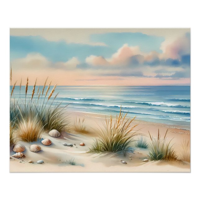 Póster Dunas Costeiras Pastel Aquarela (Frente)