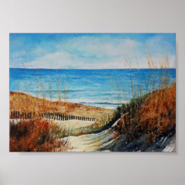 Poster Dunas de areia de praia e pintura oceânica brilhan
