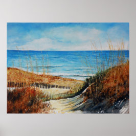 Poster Dunas de areia de praia e pintura oceânica | POSTE