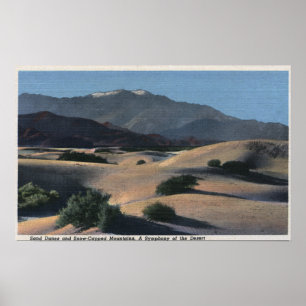 Póster Dunas de areia do deserto e montanhas