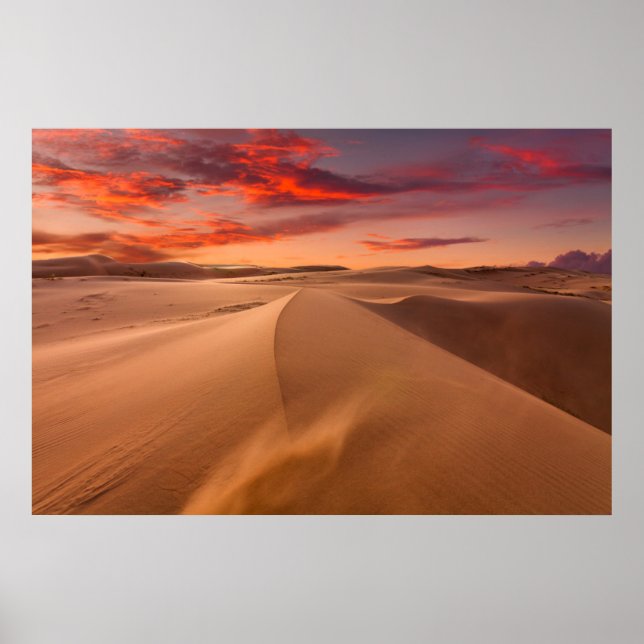 Poster Dunas de areia no deserto ao pôr do sol (Frente)