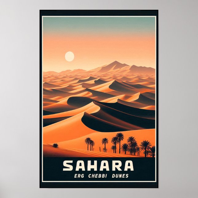 Poster Dunas Infinitas de Erg Chebbi, Marrocos (Frente)