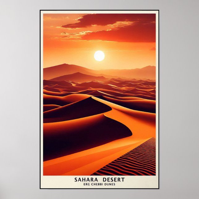 Poster Dunas Infinitas de Erg Chebbi, Marrocos (Frente)