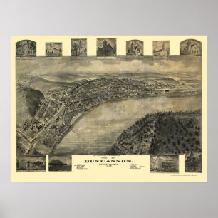 Póster Duncannon, mapa panorâmico do PA - 1903