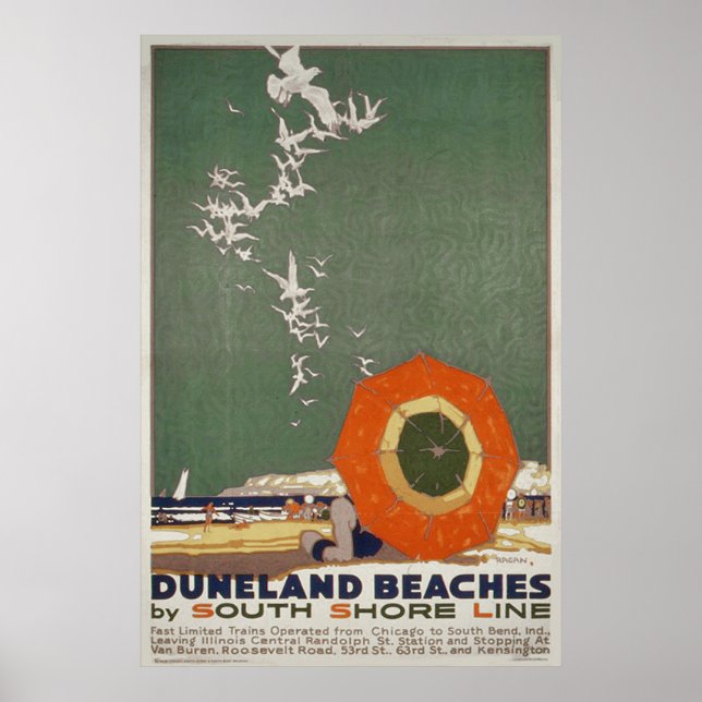 Poster Duneland Beaches Viagens vintage (Frente)
