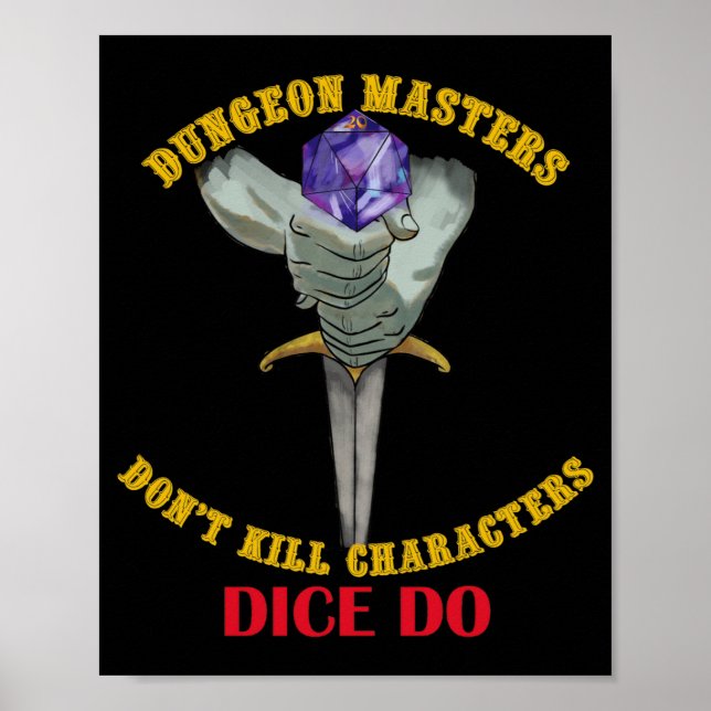 Poster Dungeon Masters Dont Kill Characters Dice Do  (Frente)